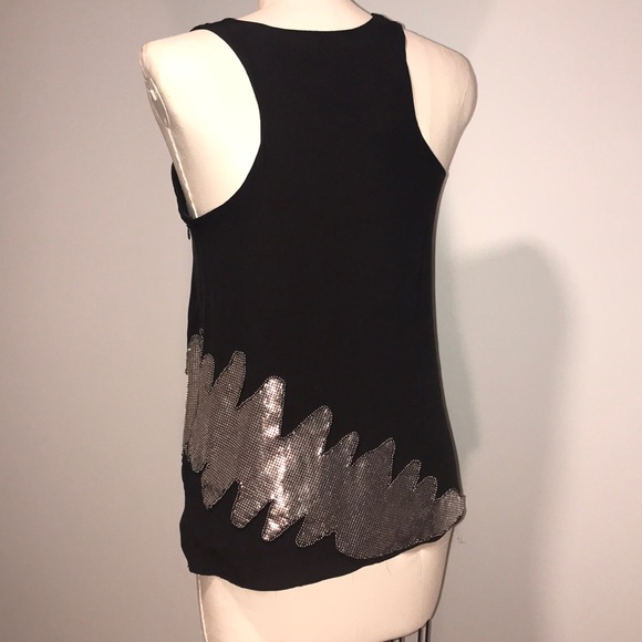 NWT MM Couture ▪️black tank w/ silver mesh ▪️sz M - Picture 3 of 8